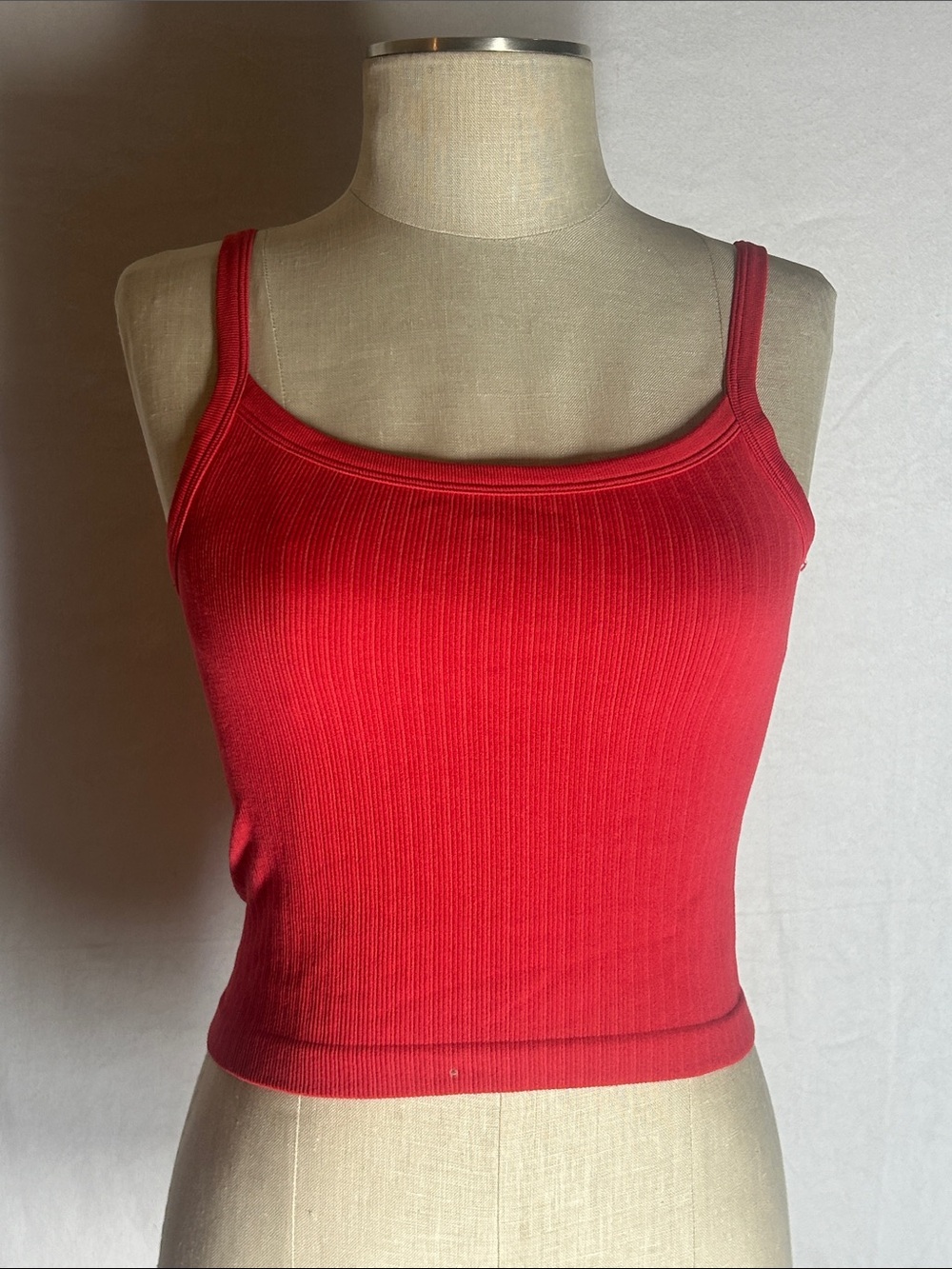 No Boundaries Red Ribbed Crop Tank